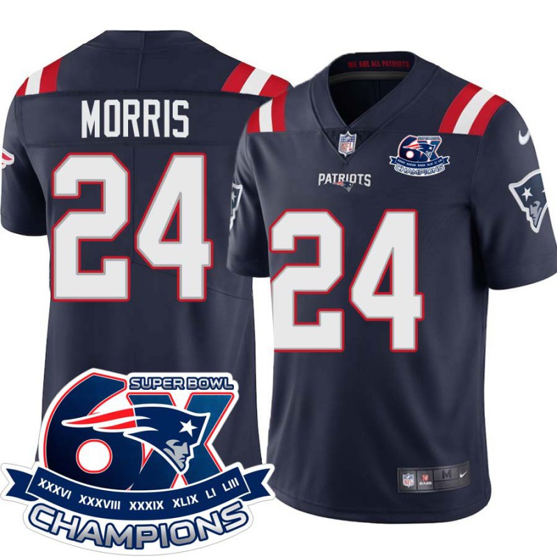 Patriots #24 Jamie Morris 6X Super Bowl Champions Jersey -Navy