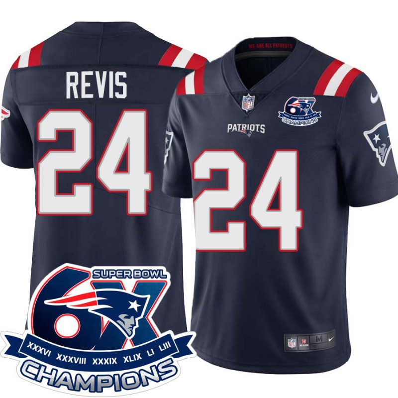 Patriots #24 Darrelle Revis 6X Super Bowl Champions Jersey -Navy