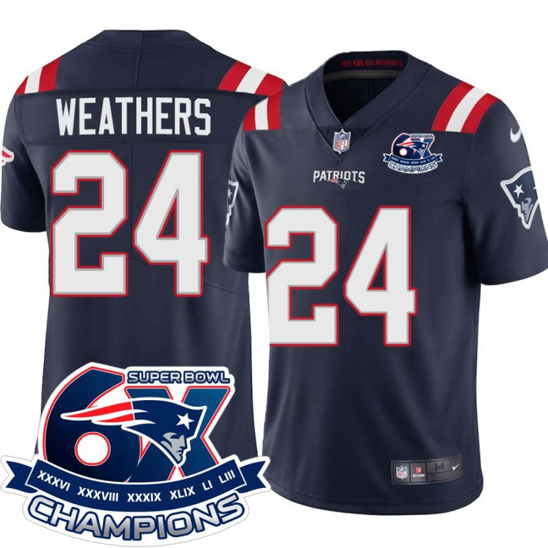 Patriots #24 Robert Weathers 6X Super Bowl Champions Jersey -Navy