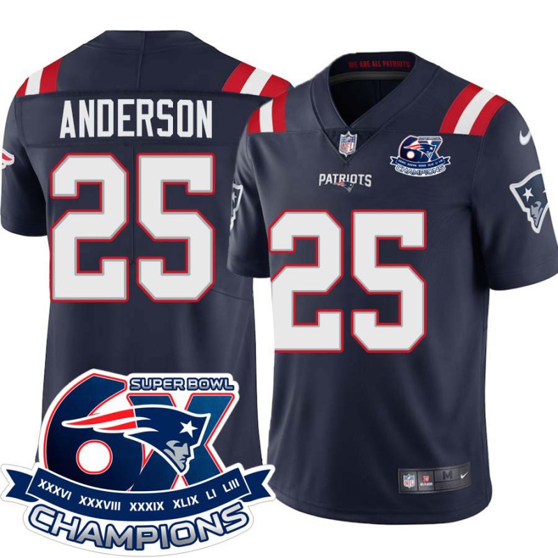 Patriots #25 Darren Anderson 6X Super Bowl Champions Jersey -Navy