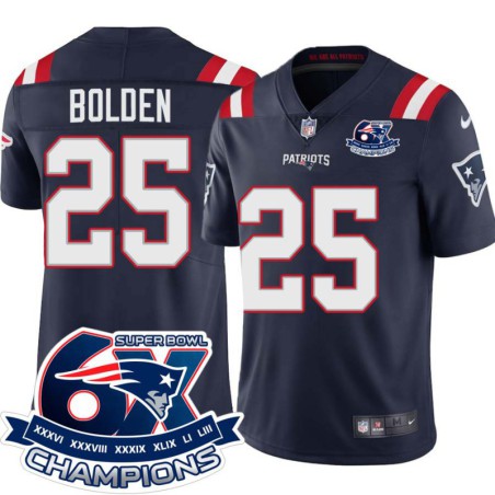 Patriots #25 Brandon Bolden 6X Super Bowl Champions Jersey -Navy