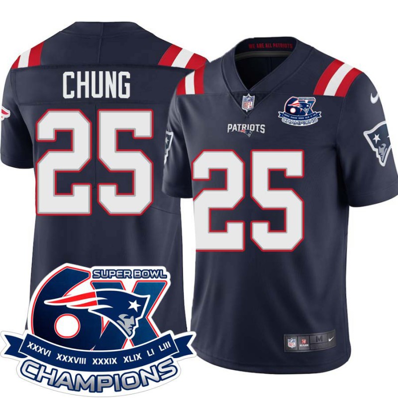 Patriots #25 Patrick Chung 6X Super Bowl Champions Jersey -Navy