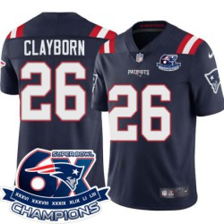 Patriots #26 Raymond Clayborn 6X Super Bowl Champions Jersey -Navy