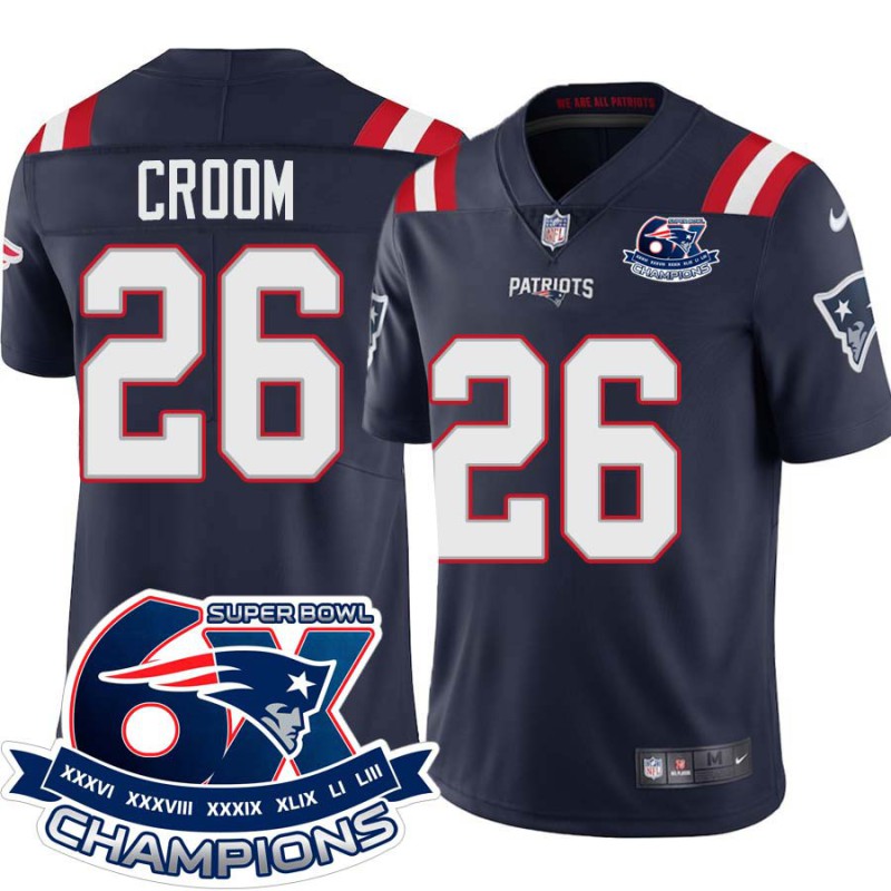 Patriots #26 Corey Croom 6X Super Bowl Champions Jersey -Navy