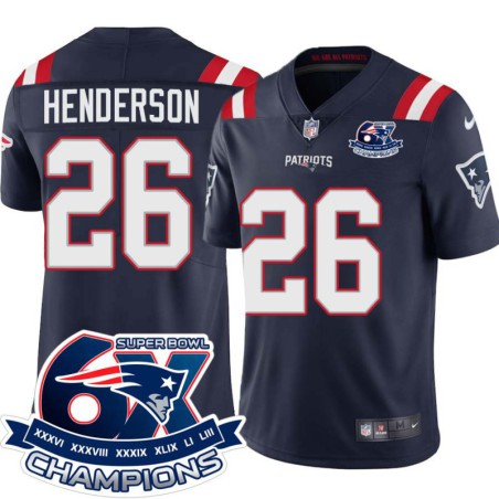 Patriots #26 Jerome Henderson 6X Super Bowl Champions Jersey -Navy