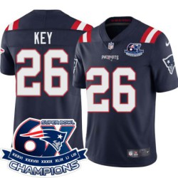 Patriots #26 David Key 6X Super Bowl Champions Jersey -Navy