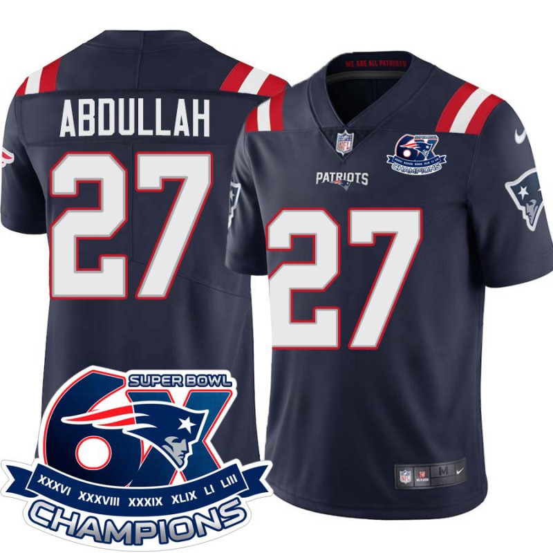 Patriots #27 Rabih Abdullah 6X Super Bowl Champions Jersey -Navy