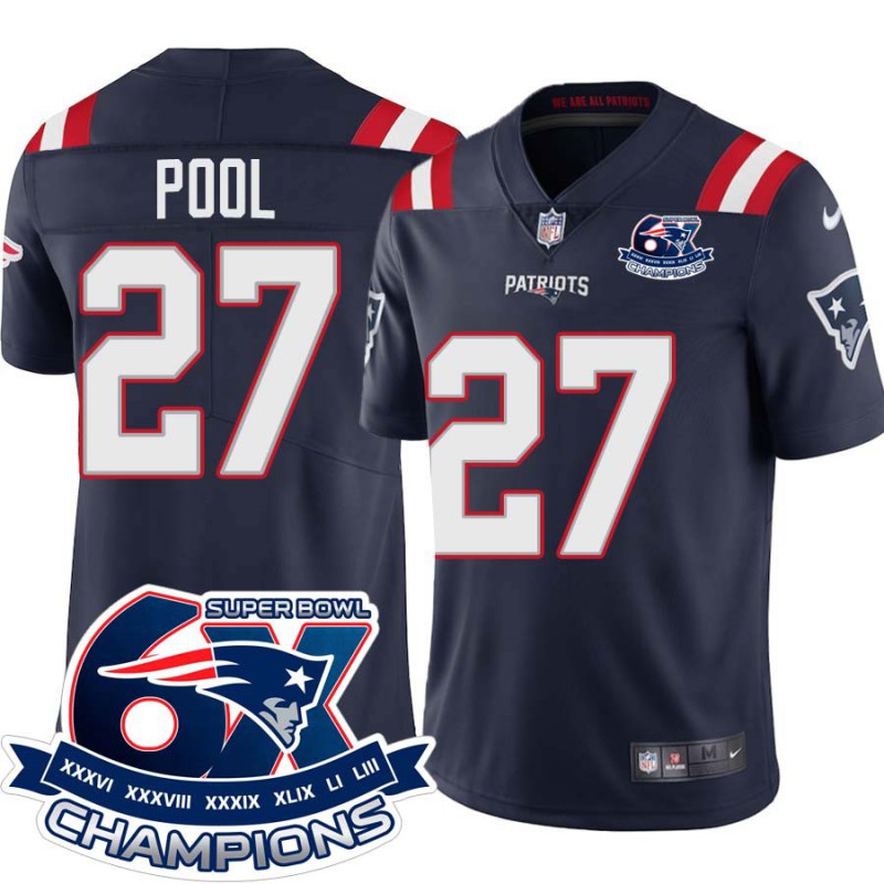 Patriots #27 David Pool 6X Super Bowl Champions Jersey -Navy