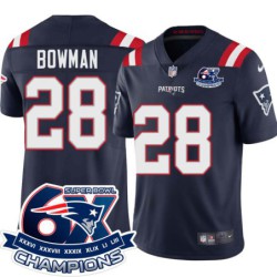 Patriots #28 Jim Bowman 6X Super Bowl Champions Jersey -Navy