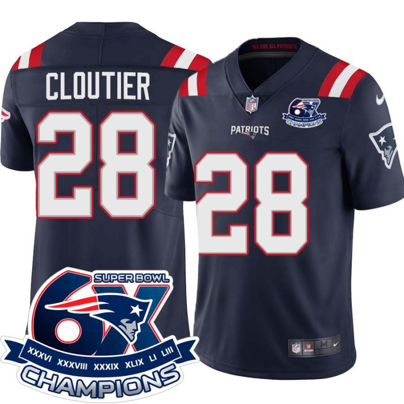 Patriots #28 Dave Cloutier 6X Super Bowl Champions Jersey -Navy