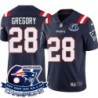 Patriots #28 Steve Gregory 6X Super Bowl Champions Jersey -Navy