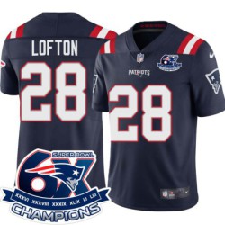 Patriots #28 Steve Lofton 6X Super Bowl Champions Jersey -Navy