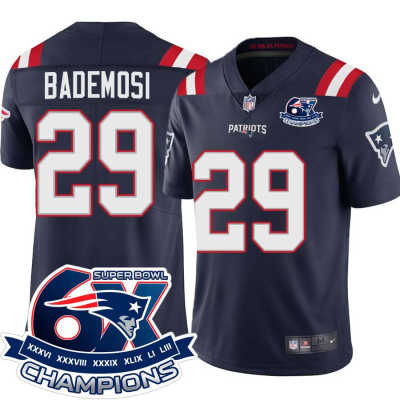 Patriots #29 Johnson Bademosi 6X Super Bowl Champions Jersey -Navy