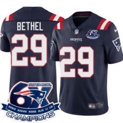 Patriots #29 Justin Bethel 6X Super Bowl Champions Jersey -Navy