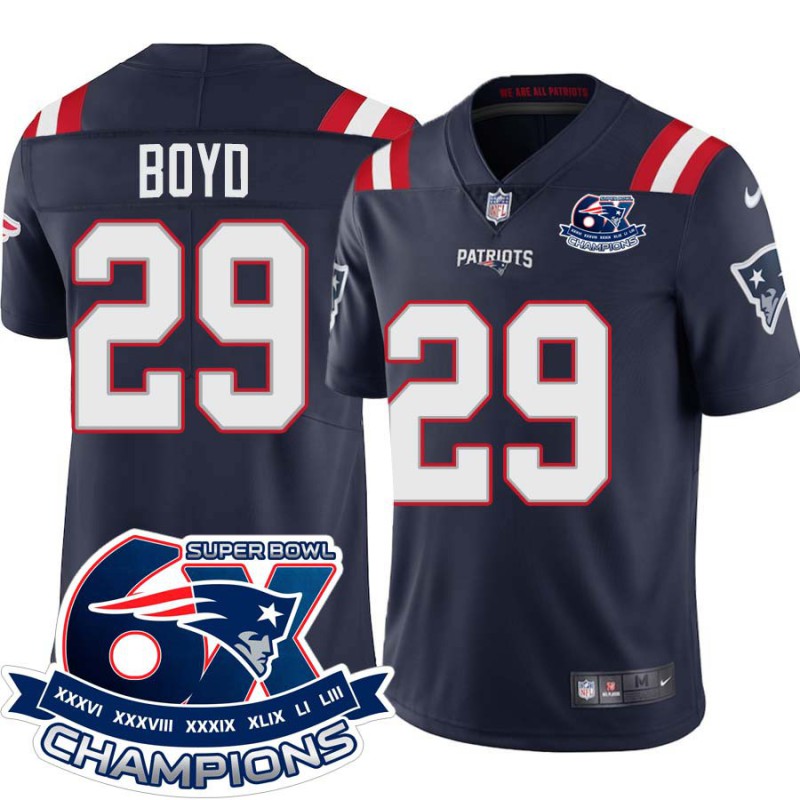 Patriots #29 Greg Boyd 6X Super Bowl Champions Jersey -Navy