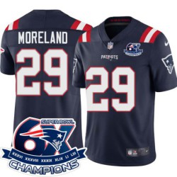 Patriots #29 Earthwind Moreland 6X Super Bowl Champions Jersey -Navy