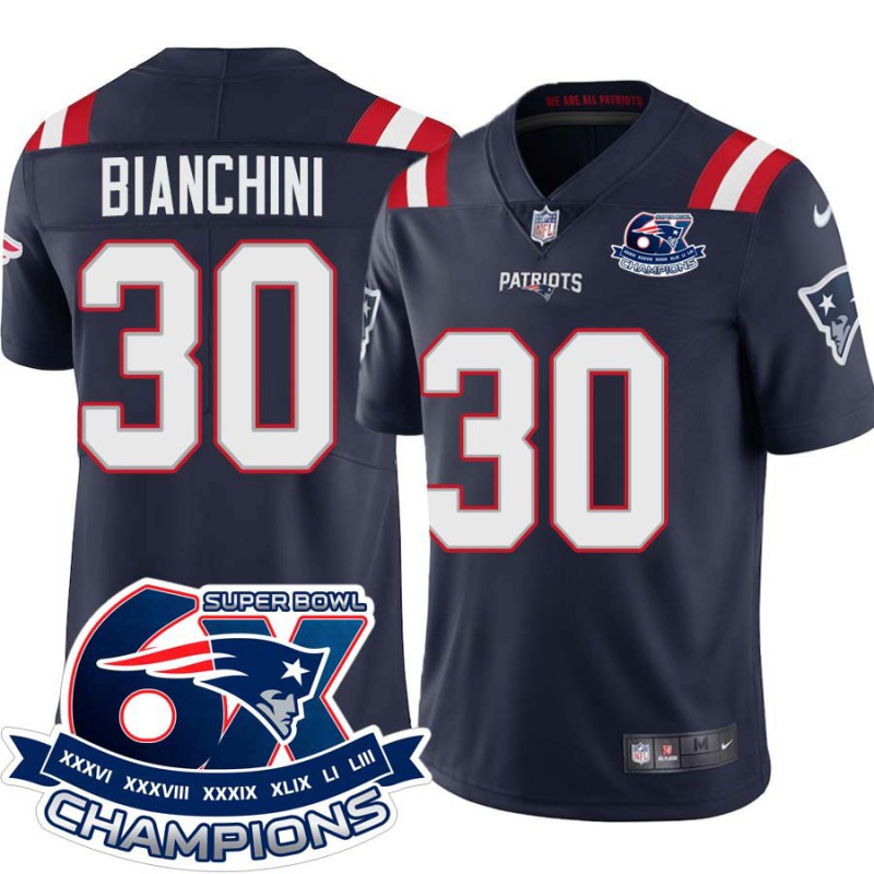 Patriots #30 Frank Bianchini 6X Super Bowl Champions Jersey -Navy