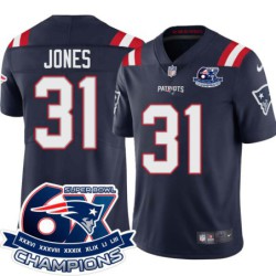 Patriots #31 Jonathan Jones 6X Super Bowl Champions Jersey -Navy