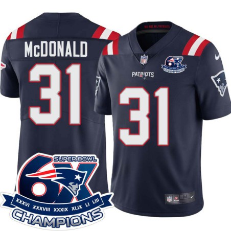 Patriots #31 Dewey McDonald 6X Super Bowl Champions Jersey -Navy