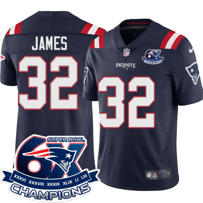 Patriots #32 Craig James 6X Super Bowl Champions Jersey -Navy