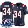 Patriots #34 Mike Cloud 6X Super Bowl Champions Jersey -Navy