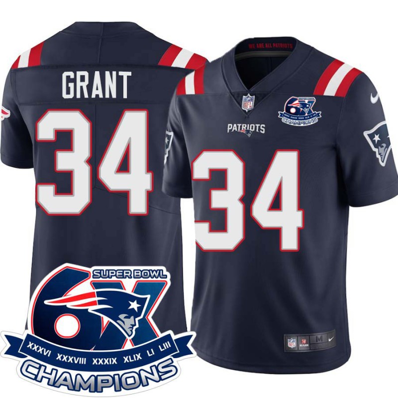 Patriots #34 Rupert Grant 6X Super Bowl Champions Jersey -Navy