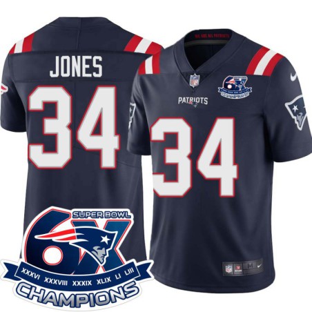 Patriots #34 Tebucky Jones 6X Super Bowl Champions Jersey -Navy