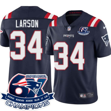 Patriots #34 Bill Larson 6X Super Bowl Champions Jersey -Navy