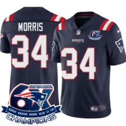 Patriots #34 Sammy Morris 6X Super Bowl Champions Jersey -Navy