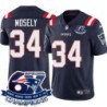 Patriots #34 Quandre Mosely 6X Super Bowl Champions Jersey -Navy