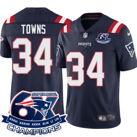 Patriots #34 Bobby Towns 6X Super Bowl Champions Jersey -Navy