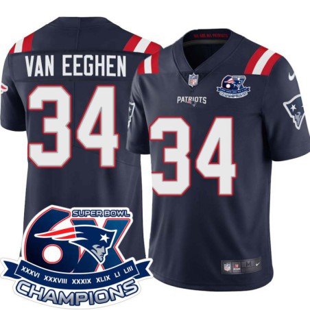 Patriots #34 Mark van Eeghen 6X Super Bowl Champions Jersey -Navy