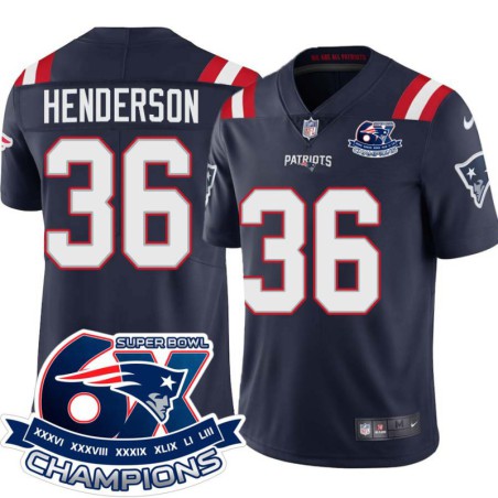 Patriots #36 Jerome Henderson 6X Super Bowl Champions Jersey -Navy