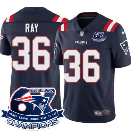 Patriots #36 Eddie Ray 6X Super Bowl Champions Jersey -Navy