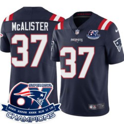 Patriots #37 James McAlister 6X Super Bowl Champions Jersey -Navy