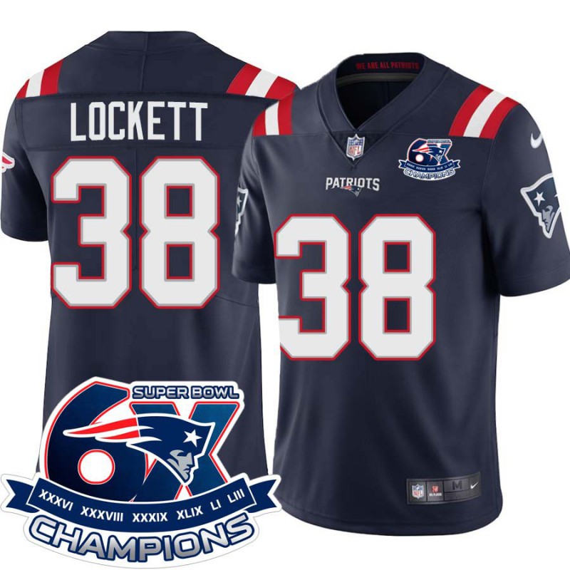 Patriots #38 Bret Lockett 6X Super Bowl Champions Jersey -Navy