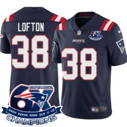 Patriots #38 Steve Lofton 6X Super Bowl Champions Jersey -Navy