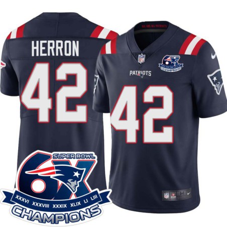 Patriots #42 Mack Herron 6X Super Bowl Champions Jersey -Navy