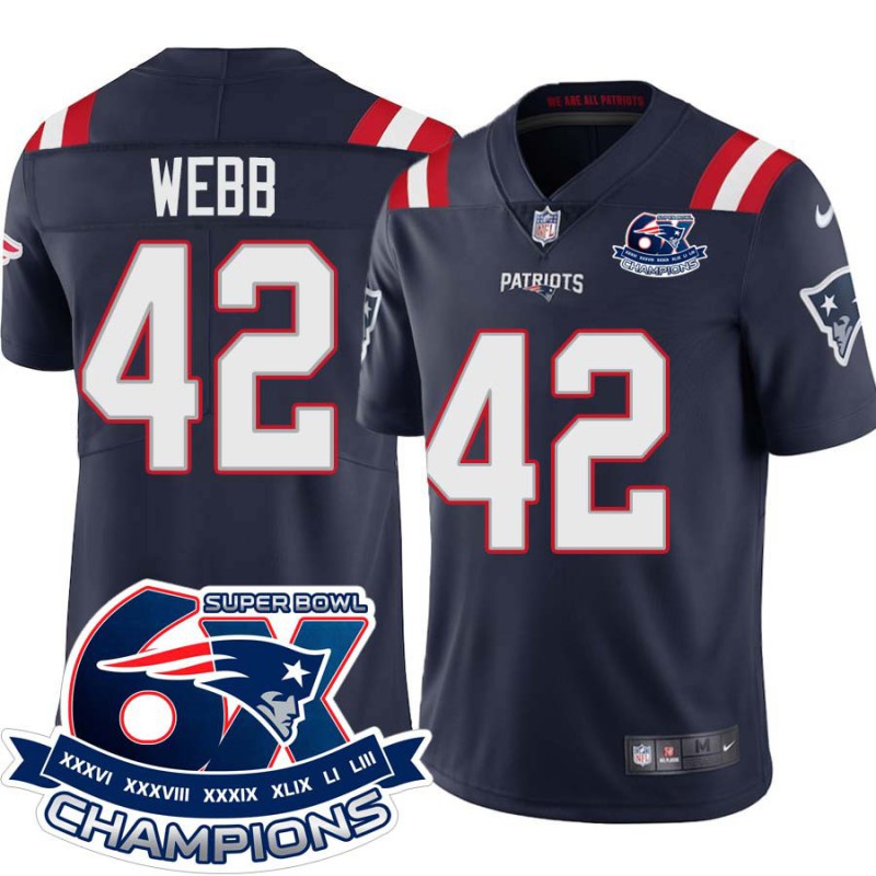 Patriots #42 Don Webb 6X Super Bowl Champions Jersey -Navy