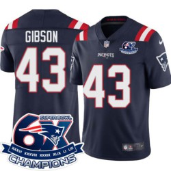 Patriots #43 Ernest Gibson 6X Super Bowl Champions Jersey -Navy