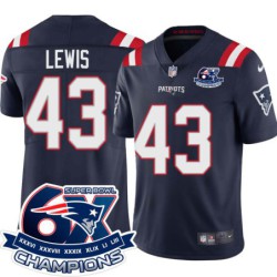 Patriots #43 Vernon Lewis 6X Super Bowl Champions Jersey -Navy