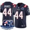 Patriots #44 White Graves 6X Super Bowl Champions Jersey -Navy