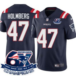 Patriots #47 Rob Holmberg 6X Super Bowl Champions Jersey -Navy