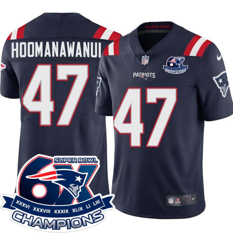 Patriots #47 Michael Hoomanawanui 6X Super Bowl Champions Jersey -Navy