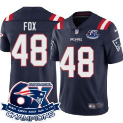 Patriots #48 Tim Fox 6X Super Bowl Champions Jersey -Navy