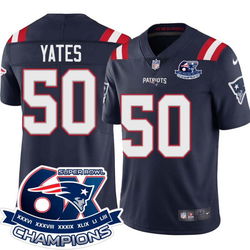 Patriots #50 Bob Yates 6X Super Bowl Champions Jersey -Navy