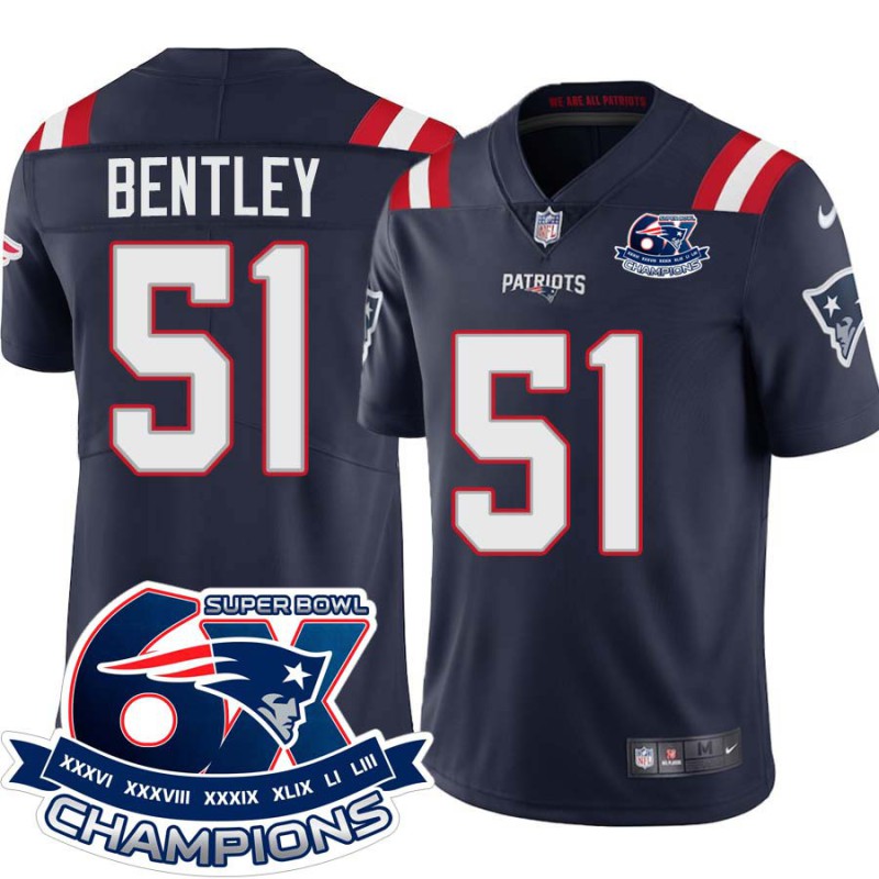 Patriots #51 Ja'Whaun Bentley 6X Super Bowl Champions Jersey -Navy