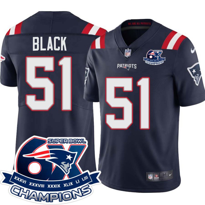 Patriots #51 Mel Black 6X Super Bowl Champions Jersey -Navy