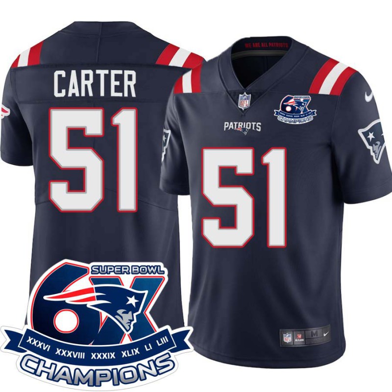 Patriots #51 Kent Carter 6X Super Bowl Champions Jersey -Navy