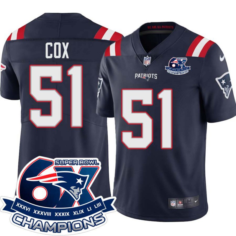 Patriots #51 Bryan Cox 6X Super Bowl Champions Jersey -Navy